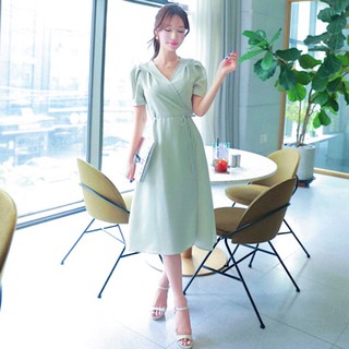 Đầm váy freesize mint xẻ tà