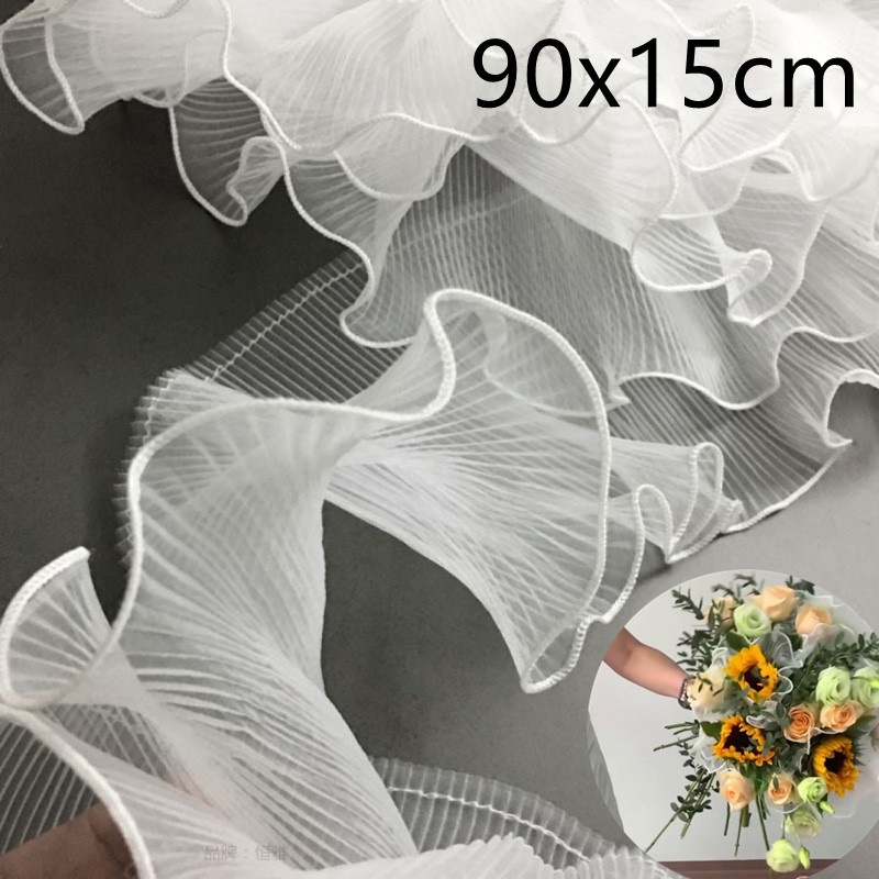 Vải ren bèo vải lưới ba chiều trang trí viền bánh cưới kiểu tròn