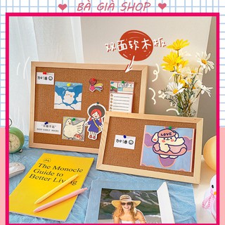 Bảng ghim gỗ bần, treo ảnh, postcard trang trí (Tặng kèm ghim + dây gai + mócundefined