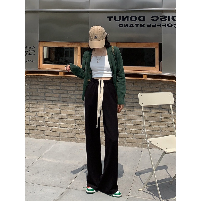 Porozi  Quần dài thể thao  ống rộng phong cách Hàn Quốc