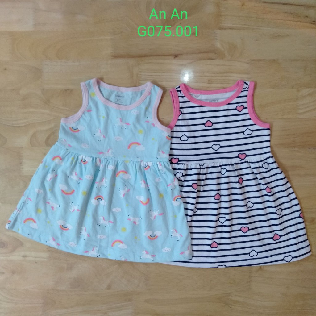 Váy đầm sát nách bé gái Carter's Cambodia xuất khẩu vải 100% cotton Size 6M-24M siêu phẩm mùa hè An An