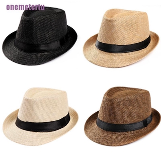 [MET] Mũ Unisex Nam Nữ Fedora Trilby Vành Rộng Rơm Đi Biển Sun Gentleman