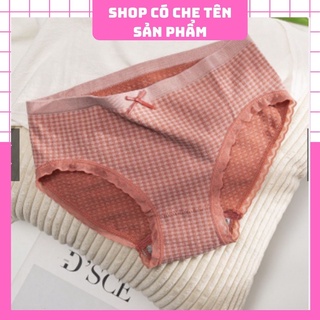 Quần lót nữ cotton cao cấp kẻ sọc ca rô đính nơ dễ thương - Quần lót nữ cotton cao cấp kháng khuẩn viền ren QL046