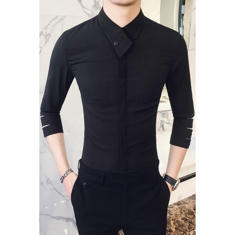 Áo sơ mi nam, Áo sơ mi  tay lỡ làm từ hỗn hơp rợi tổng hợp, co giãn nhẹ, mặc thoải mái, thấm hút mồ hôi N17