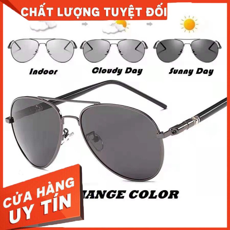 HÀNG CAO CẤP - Kính mát phân cực chống tia UV400 tròng kính đổi màu có thể sử dụng ngày...