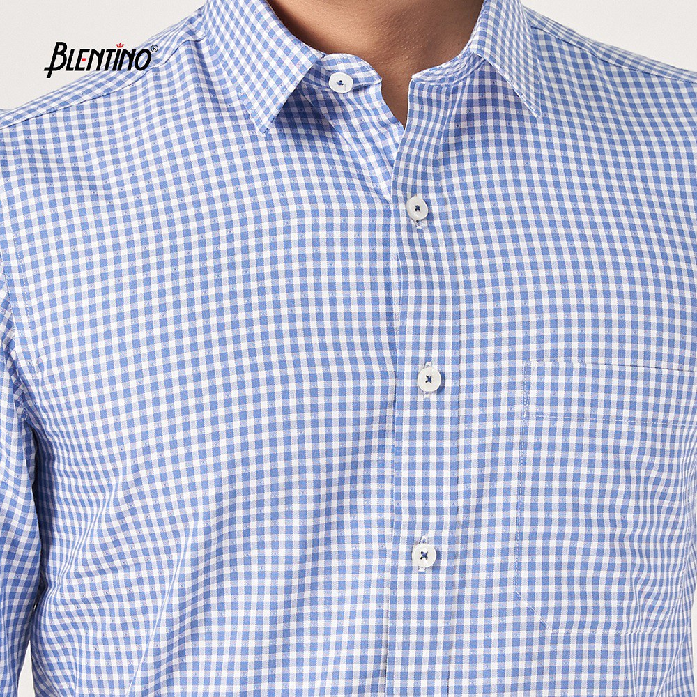 Áo Sơ Mi Nam Blentino Kẻ Sọc Ô Vuông Tay Dài. Form Regular BSM06(2)