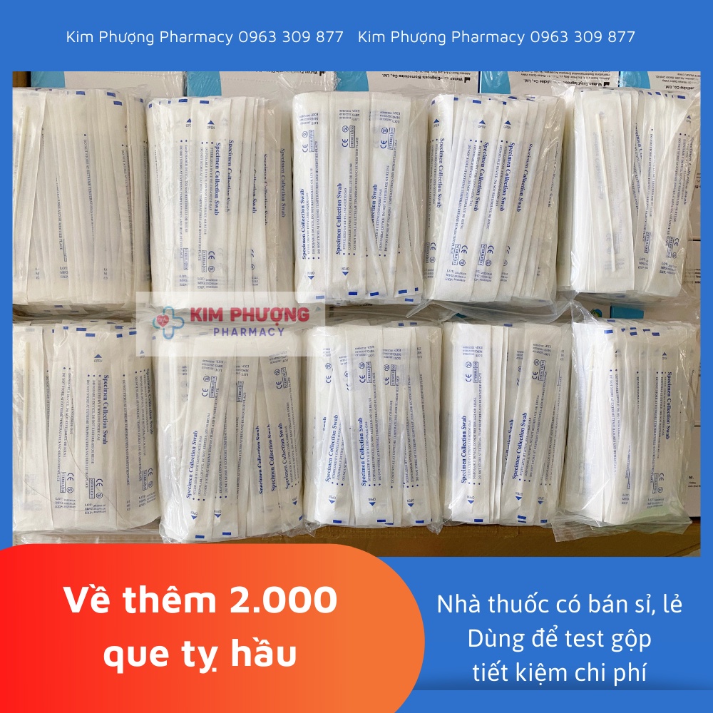 Que test gộp, que tỵ hầu chọt dịch mũi, hầu họng lấy mẫu test nhanh, test gộp tiết kiệm, cây lấy dịch bọt