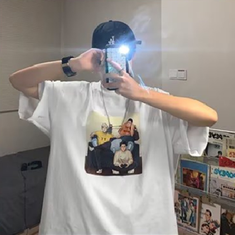 Áo Thun Tay Ngắn Dáng Rộng In Họa Tiết Hoạt Hình Phong Cách Hàn Quốc Thời Trang Mùa Hè Cho Nam Size M-8XL