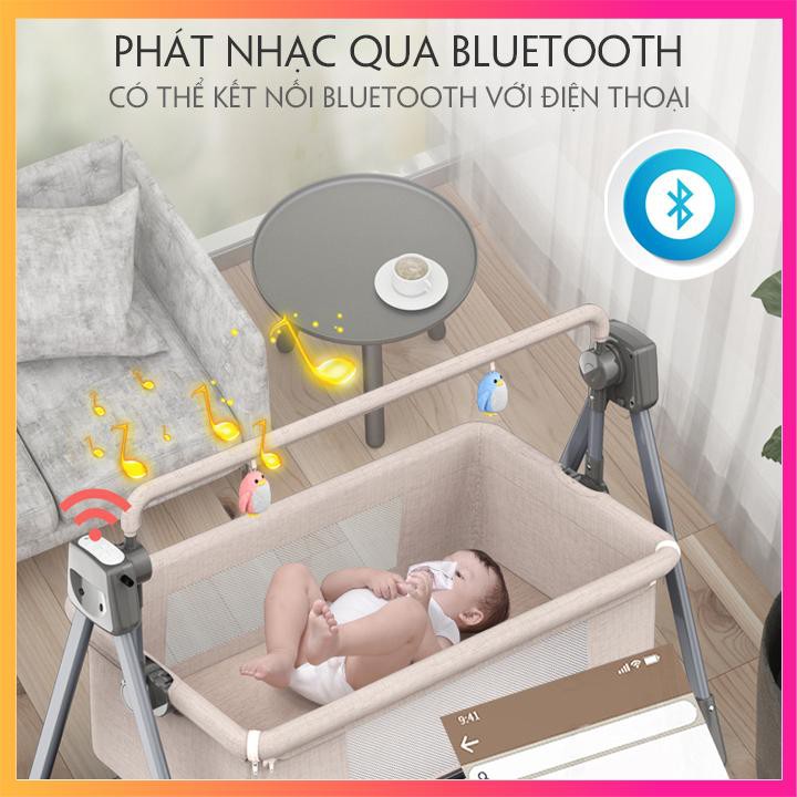 Nôi điện em bé - Nôi điện tự động kết nối Bluetooth, Nôi điện chân chéo cao cấp BLUE HOUSE – H127.