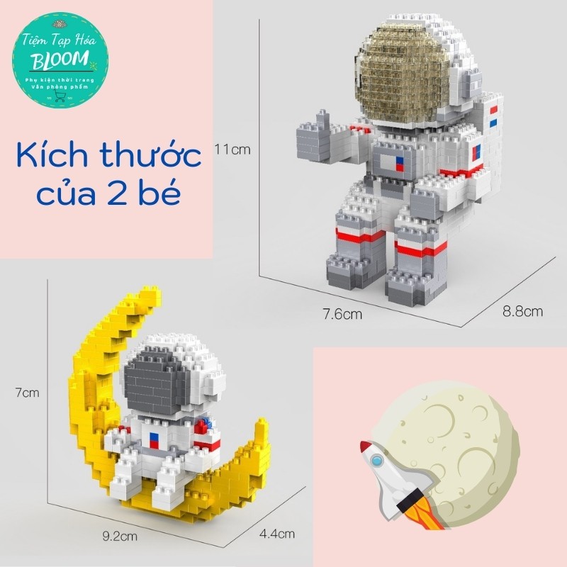 LEGO🌸 Freeship🌸 Đồ Chơi Lắp Ráp Hình Phi Hành Gia Vũ Trụ 3D Có Đèn Led 3 Chế Độ Độc Đáo