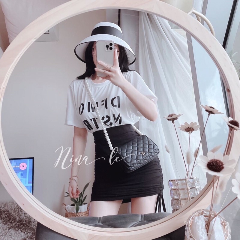 💥 Set áo thun DFMO + chân váy rút hông phong cách trẻ trung siêu xinh💥 | BigBuy360 - bigbuy360.vn