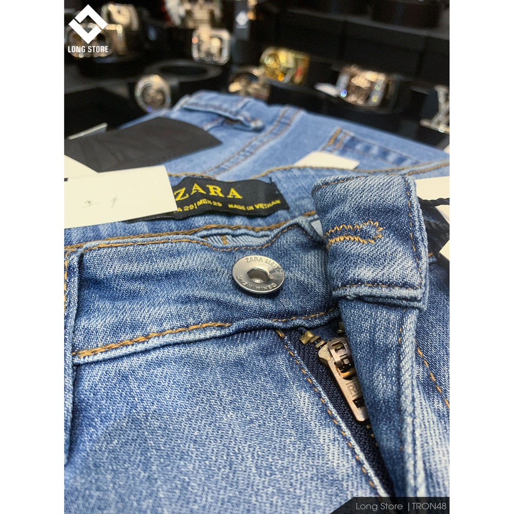 Quần jean nam trơn màu xanh nhạt ✅FREESHIP✅ Quần bò nam dáng ôm SLIMFIT skinny co giãn cao cấp - Tron48