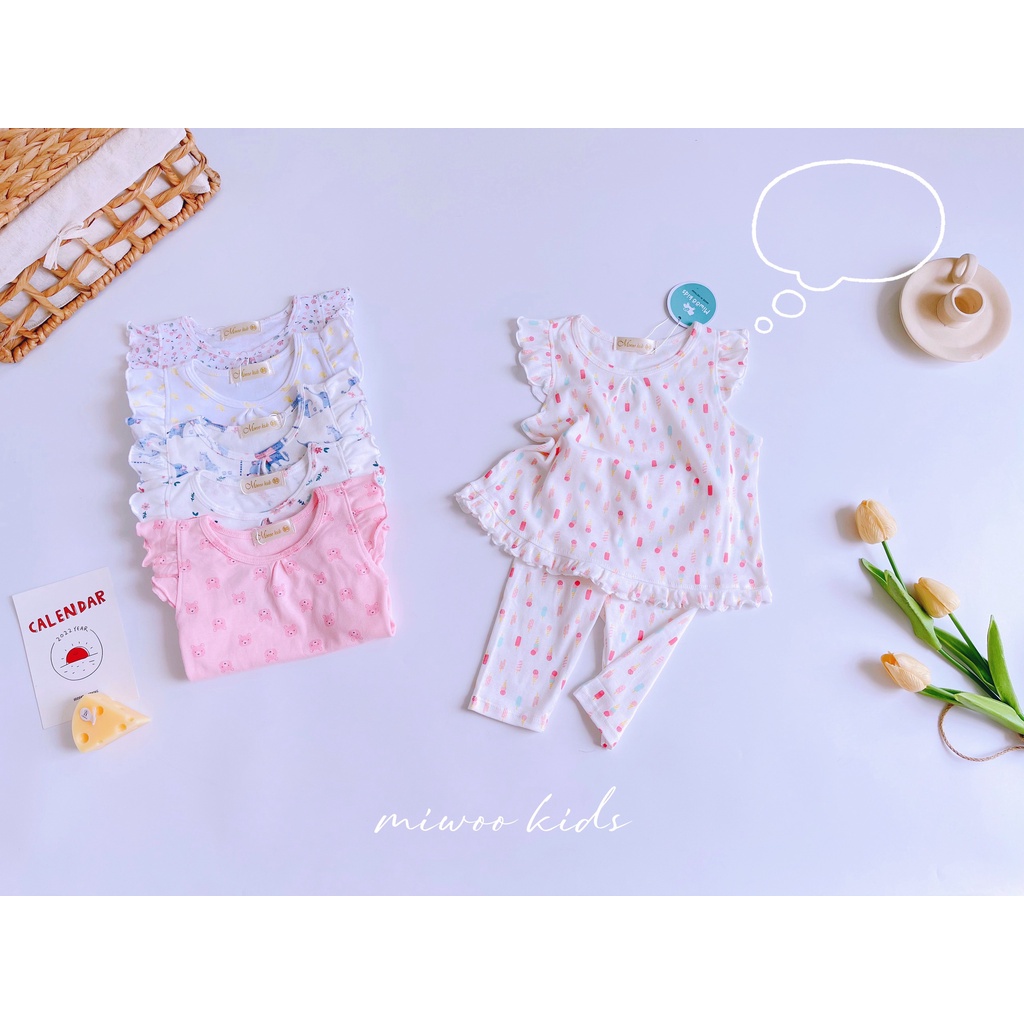 Bộ lửng cotton cánh tiên hoạ tiết dễ thương cho bé gái MIWOO