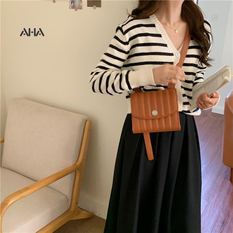 Túi Đeo Chéo Mini Hình Vuông Thêu Họa Tiết Phong Cách Hàn Quốc Thời Trang Cho Nữ