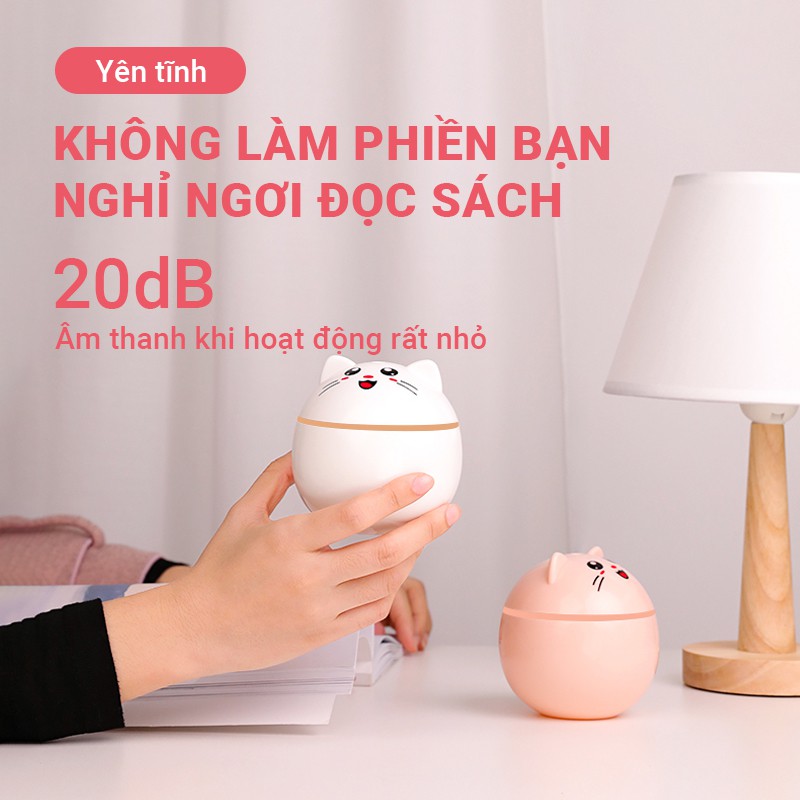 Máy xông tinh dầu khuếch tán phun sương giữ ẩm Cát Thái mèo con mini dung tích 300ml phun tỏa đều