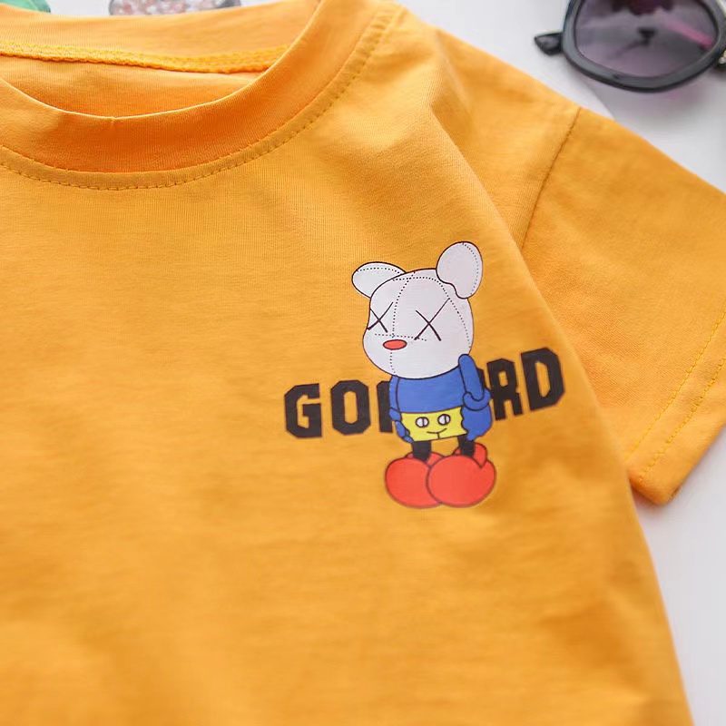 Bộ Áo Thun Tay Ngắn In Hình Chuột Mickey Phối Quần denim Thời Trang Hàn Quốc Dành Cho Bé Trai/Bé Gái