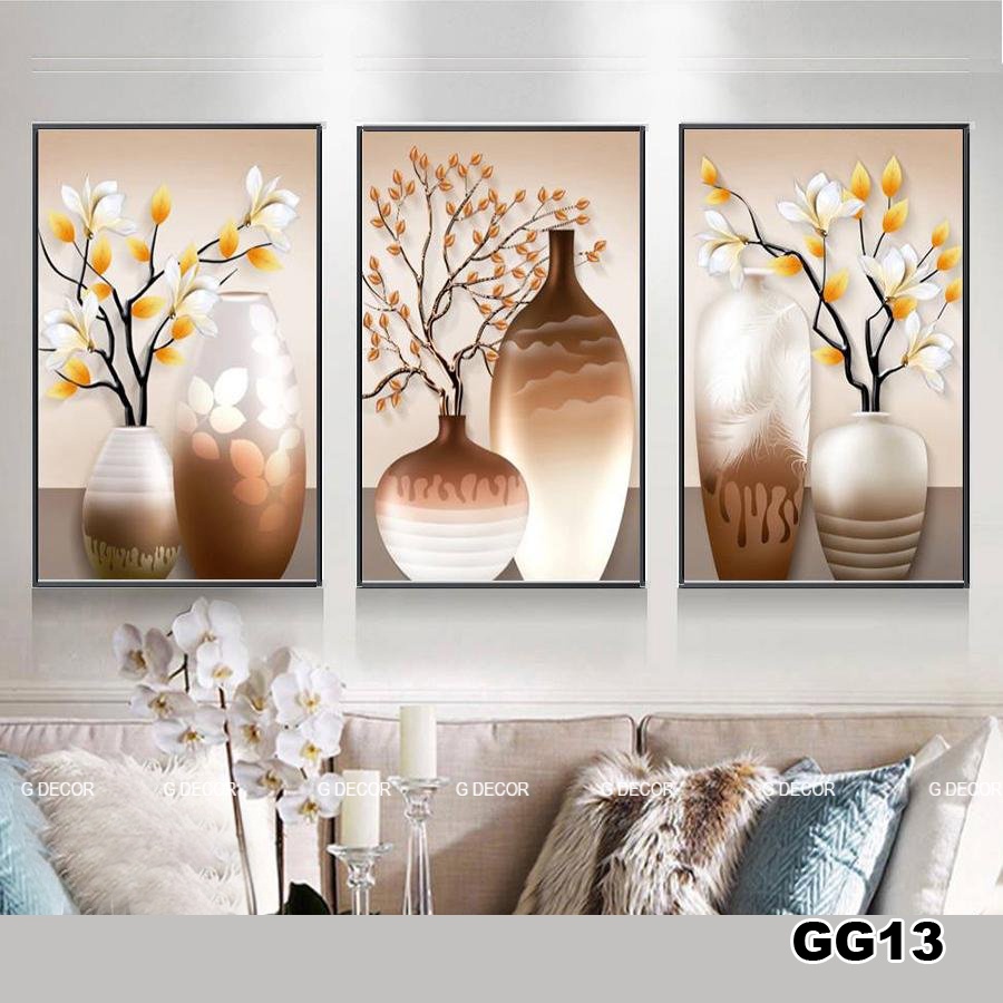 Tranh treo tường canvas lọ hoa trang trí phòng khách, phòng ngủ, phòng ăn, spa, tranh decor nhà cửa phong cách hiện đại