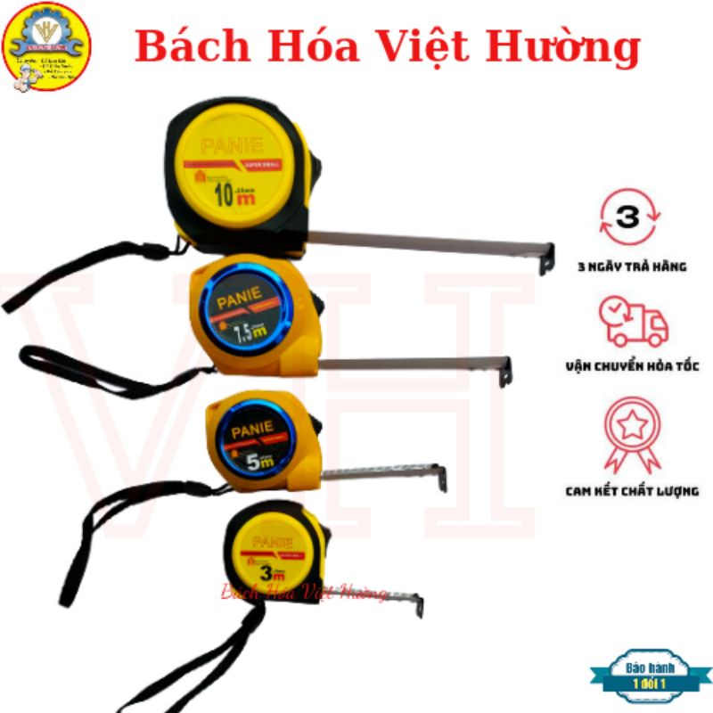 Thước dây, thước cuộn,  rút Panie cao cấp bằng thép sơn  mạ tĩnh điện không gỉ, cứng cáp, bọc phủ cao su chống vỡ