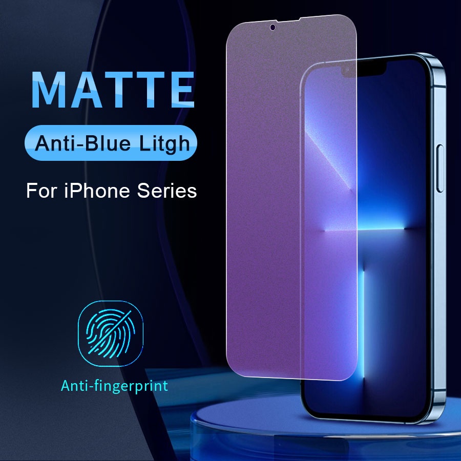 Kính cường lực Nhám chống vân tay - Full Màn Cho iPhone 14 13 12 11 Pro Max X XS XR 6 6S 7 8 Plus
