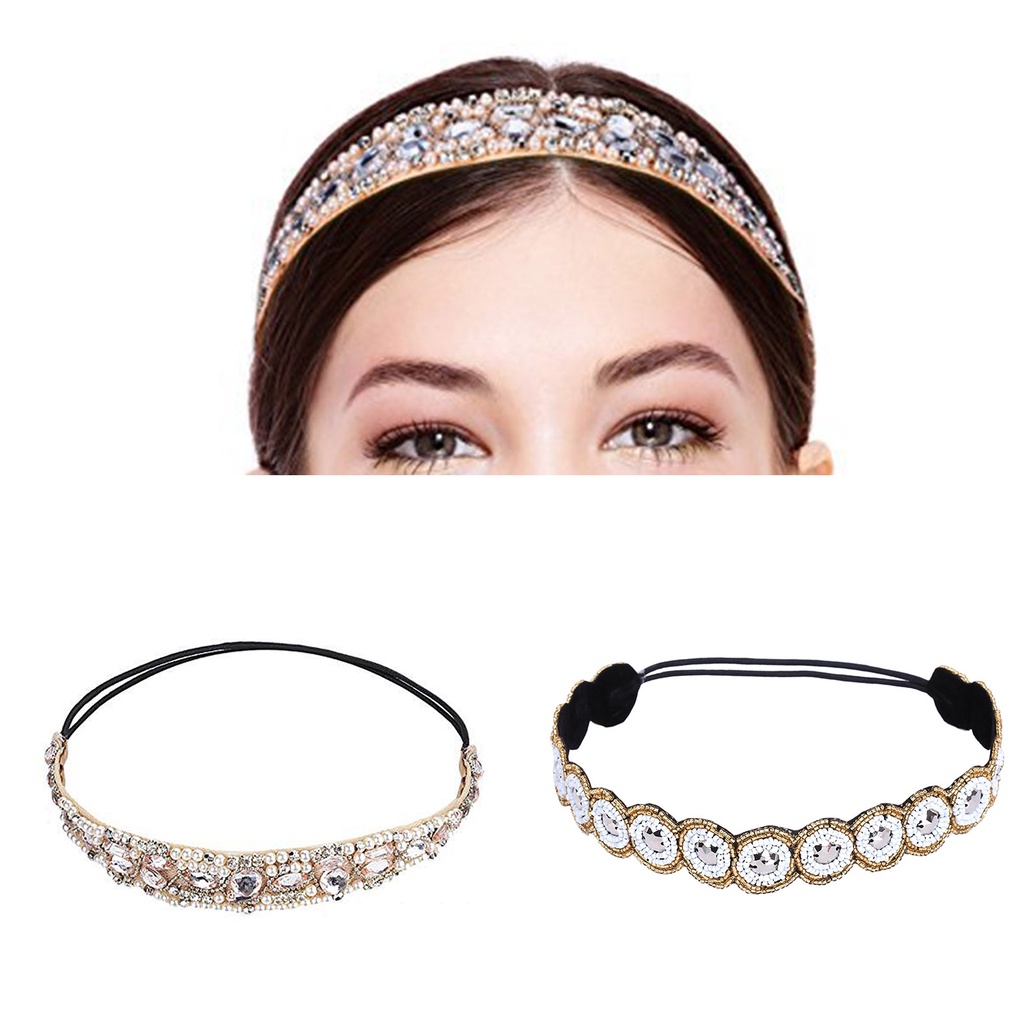 Băng Đô Cài Tóc Co Giãn Đính Đá Phong Cách Bohemian Thời Trang Cho Nữ
