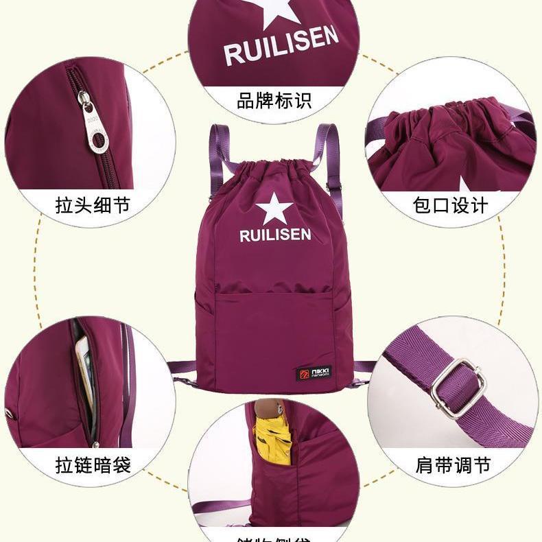 Ba Lô Dây Rút Bằng Vải Oxford Siêu Nhẹ Sức Chứa Lớn Cho Nữ