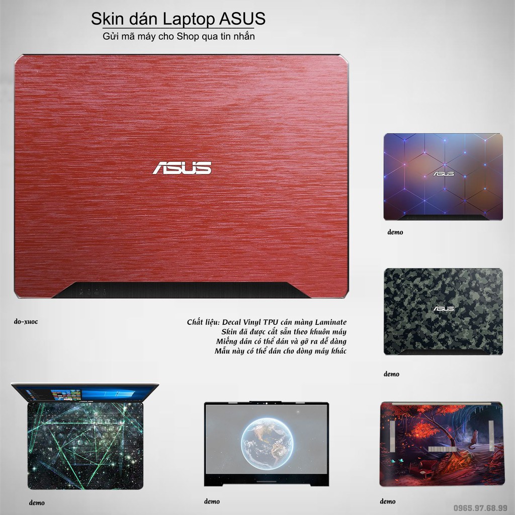 Skin dán Laptop Asus màu đỏ xước (inbox mã máy cho Shop)