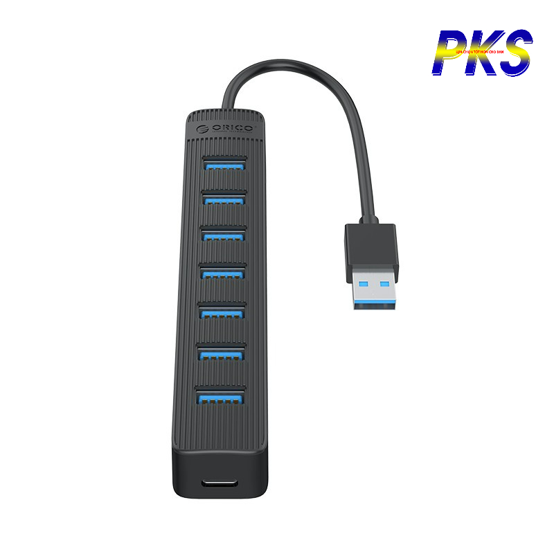 HUB chia 7 cổng USB 3.0 Orico tích hợp cấp nguồn phụ cổng Type-C tiện dụng