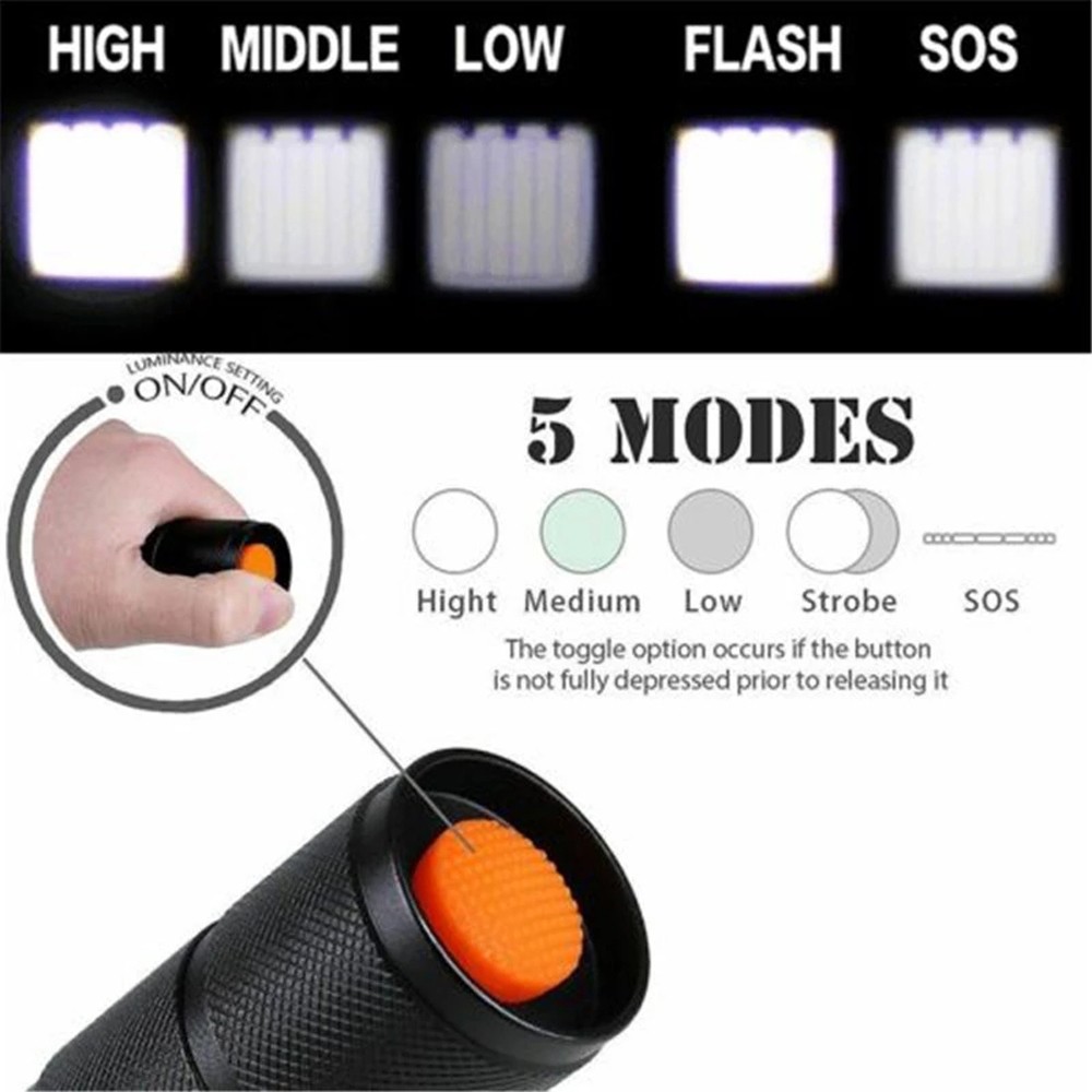 Đèn pin led Alonefire G700 XML T6 L2 bằng hợp kim nhôm chống thấm nước kèm cáp sạc USB và pin 18650 cho cắm trại