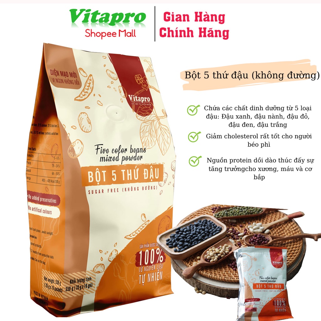 Bột 5 thứ đậu thương hiệu Vitapro  350gr hỗ trợ giảm cân tăng cường sức khỏe
