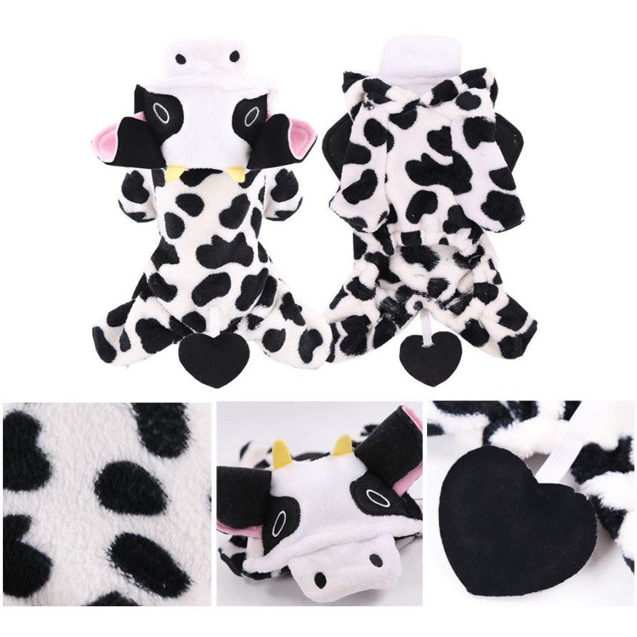 Áo chó mèo thú cưng hình bò sữa chất liệu vải bông mịn cực đáng yêu cho pet từ 0,5kg đến 10kg