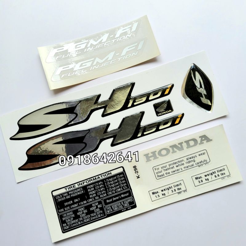 Bộ tem chữ SH 150i việt đời 2008 kèm thông số như zin