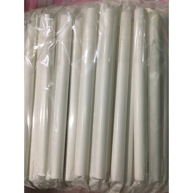 Ống hút giấy trắng phi 12 bọc màng dài