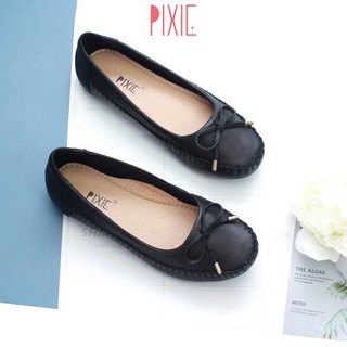 Giày búp bê bệt da bò thật siêu êm gắn nơ nhỏ pixie x603