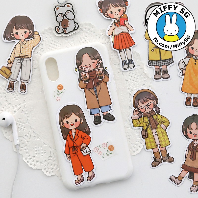 Set 20 sticker PVC chống thấm nước GIRL SEASONAL STYLE