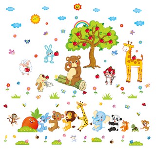 decal dán tường vườn thú cho bé