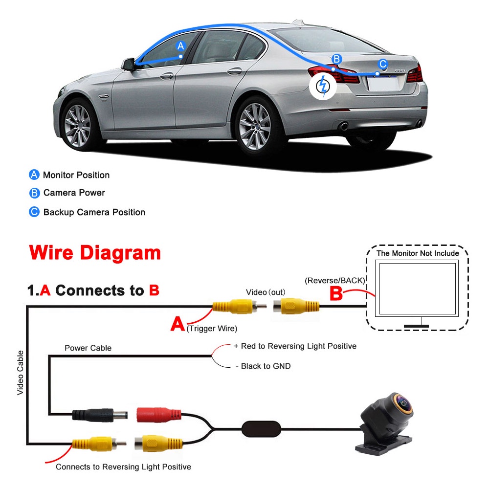 Camera Lùi Xe CCD Xoay 180 Độ HD 720P Thông Minh | BigBuy360 - bigbuy360.vn