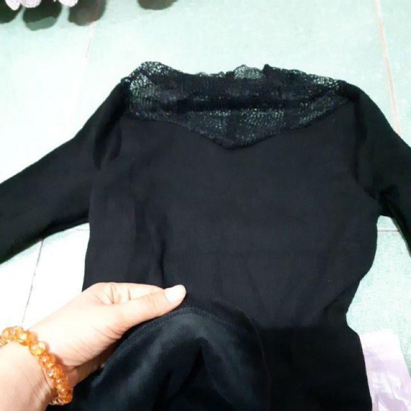 ÁO GIỮ NHIỆT LÓT LÔNG CỔ VÀ TAY REN