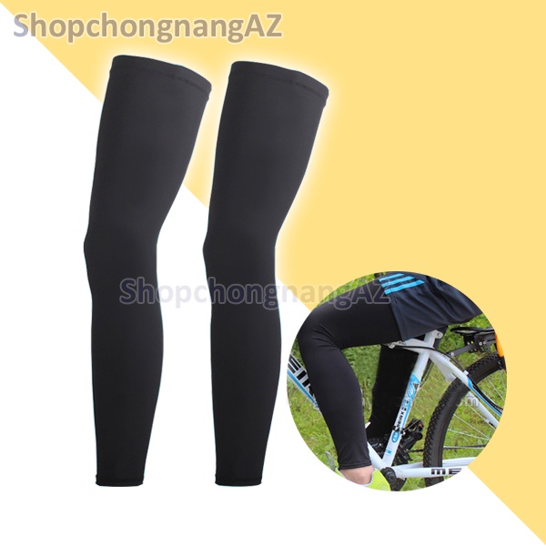 Ống chân chống nắng cho nam màu đen sử dụng chơi thể thao, đạp xe, chạy bộ | Vải mềm mại, co giãn, thoáng khi, không xù