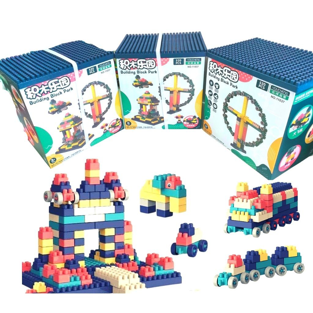 Bộ Ghép Hình 520 Chi Tiết BUILDING BLOCK PARK-Xếp Mô Hình Giúp Bé Tư Duy Sáng tạo - ALOKIDS TB