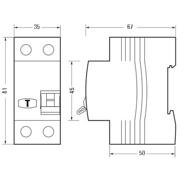 Cầu dao chống dòng rò và ngắt quá tải , CB RCBO 2P - 30mA Sino SOL68E