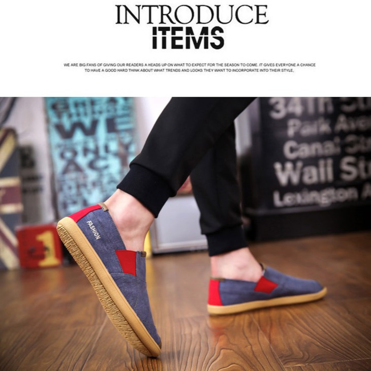 Slip on nam - Giày lười vải phong cách Anh Quốc - 3 màu nâu/(vàng), ghi/(xanh) và xanh/(đỏ) - Mã SP 189 | BigBuy360 - bigbuy360.vn