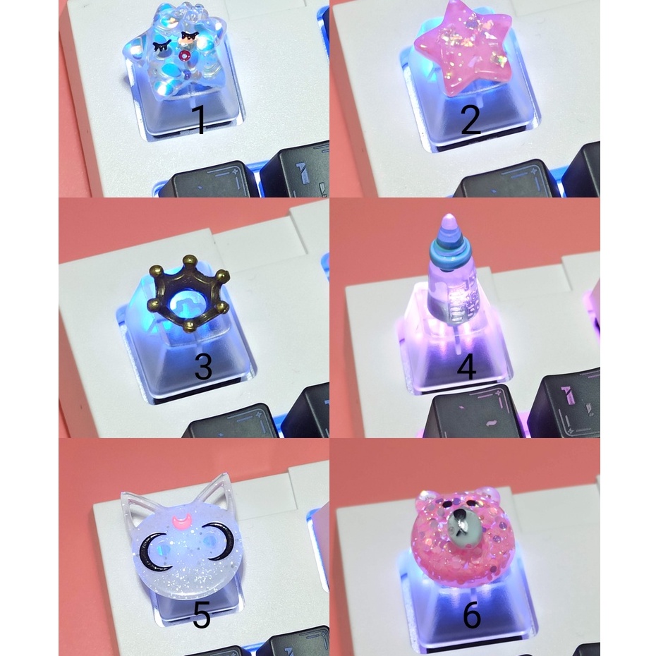 Nút Bàn Phím Cơ Bằng ABS Trong Suốt Hình Gấu Ngôi Sao Dễ Thương