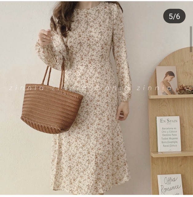 Đầm hoa nhí xinh Halenn Dress tay dài chất váy voan có lót lớp váy có dây buộc eo xinh nhẹ dễ mix