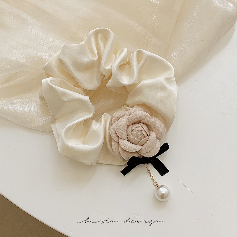 Dây Cột Tóc Vải Đính Nơ Phong Cách Retro Chất Lượng Cao