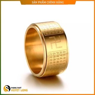 Nhẫn bát nhã tâm kinh titan - nhẫn xoay may mắn - tài lộc, bình an