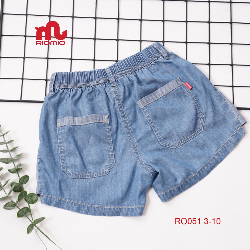 Quần short bé gái jean RIOMIO sooc bò dáng chữ A năng động 100% sợi tencel chuẩn USA thấm hút mồ hôi - RO051