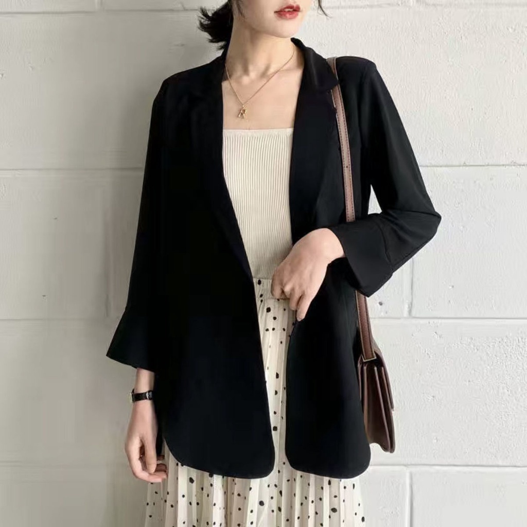 Áo Khoác Vest Vải Voan Tay Dài Dáng Rộng Chống Nắng Kiểu Hàn Quốc Thời Trang Mùa Hè Cho Nữ