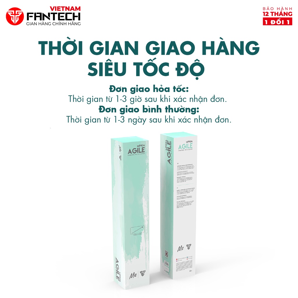 Miếng lót chuột Gaming FANTECH MP904 MINT EDITION Đế cao su tự nhiên, đế chống trượt - Hãng chính hãng - Bảo hành 12 thá