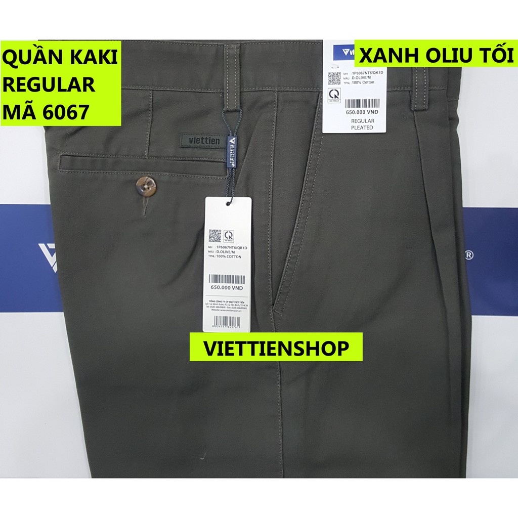 (6067 KKR) QUẦN KAKI VIỆT TIẾN CÓ LY MÀU XANH OLIU TỐI FORM THOẢI MÁI, RỘNG RÃI