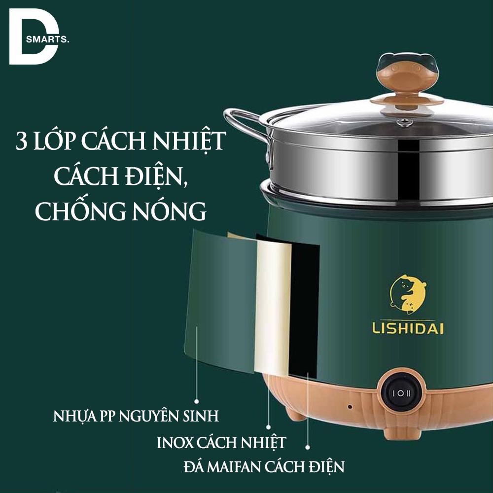 ‍Qùa Tặng Trị Gía 40K‍Nồi Lẩu Mini 2 Tầng Tặng Kèm Khay Hấp Bánh Bao (Chiên, Xào, Nấu ăn, nấu lẩu mini ) cho 1-2 người